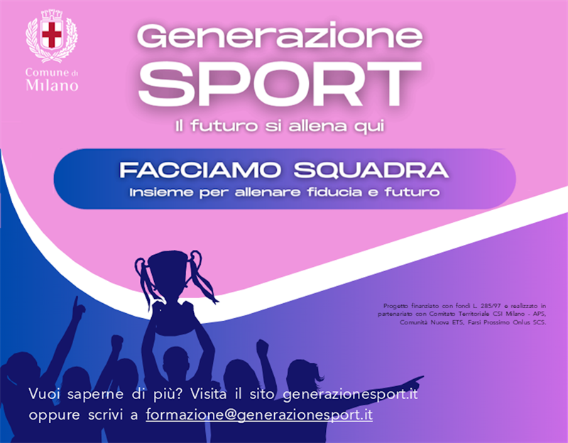Generazione Sport: al via la formazione per operatori e società sportive inclusive